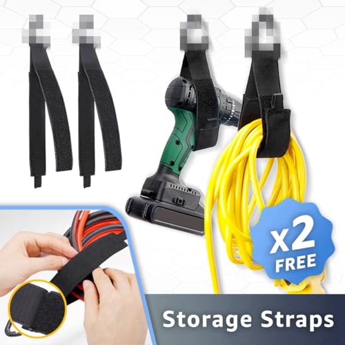 Garage Hooks 11.8" Long with 2 Extension Storage Straps (4 Pack) - Image 7