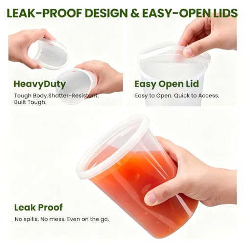 32oz Plastic Deli Containers with Lids 24 Sets Food/Soup Storage - Image 5