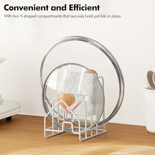 Poeland Kitchen Pot Lid Organizer, Pan Rack with 4 Compartments - Image 6