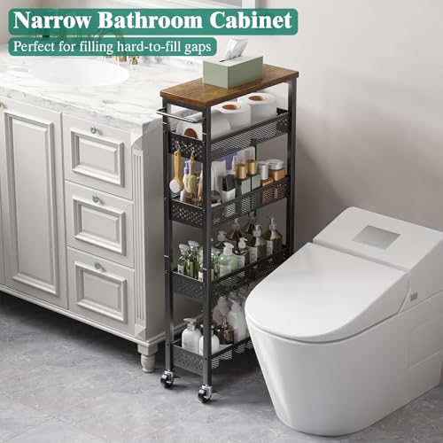 Giwil Slim Storage Cart 5 Tier Narrow Kitchen Rolling Cart - Image 5