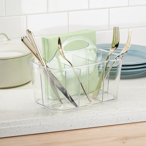 iDesign 4-Section Storage Caddy with Handle, Clear - Image 7