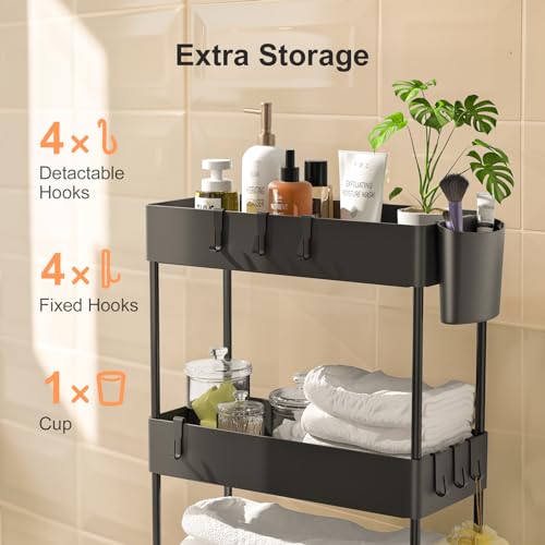 Pipishell 4 Tier Slim Storage Cart with Wheels, Laundry Cart - Image 5