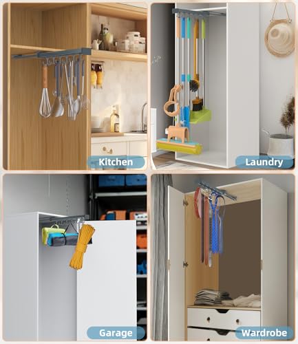 Pull Out Broom Holder, Multifunctional Slide Broom And Mop - Image 7