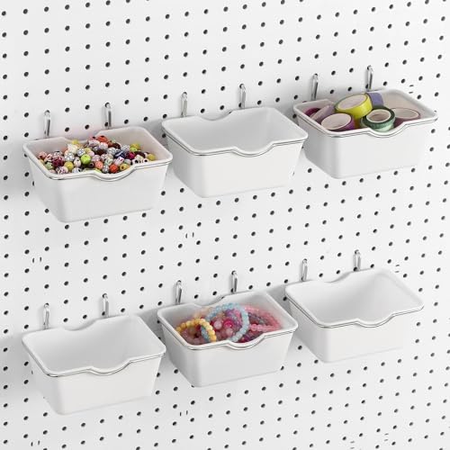 Willinglong 6 Sets Large Pegboard Bins with Hooks Loop - Image 2
