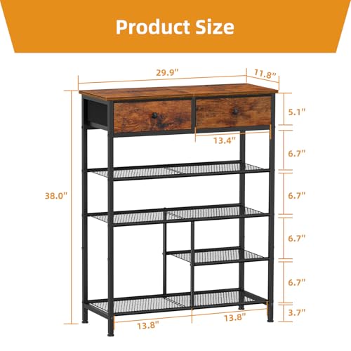 Snughome Shoe Rack, 5 Tier Shoe Storage Organizer with 2 Drawers - Image 4