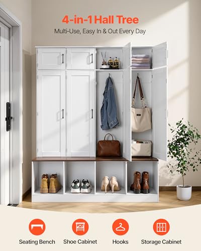 VEVOR Hall Tree with Bench and Shoe Storage, 59" Wide - Image 4