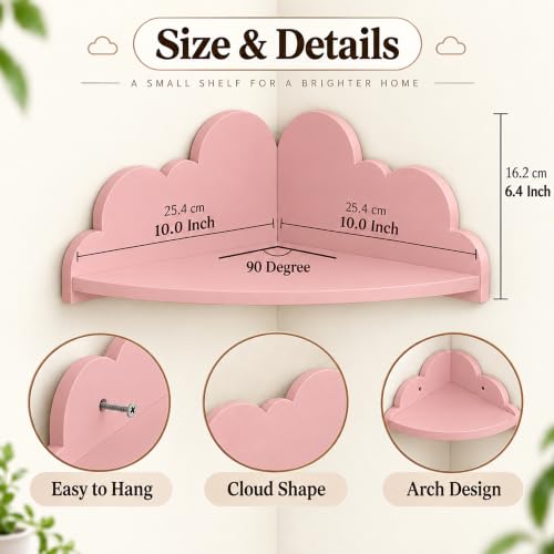 Cloud Wall Shelf Set of 3 Corner Floating Shelves (Pink) - Image 3