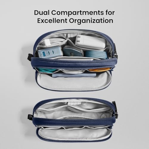 tomtoc Electronic Organizer Travel Case, Dual Compartment Tech - Image 3