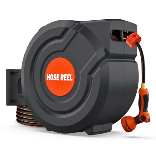 100FT Retractable Garden Hose Reel,5/8 Inch Wall Mounted - Image 2