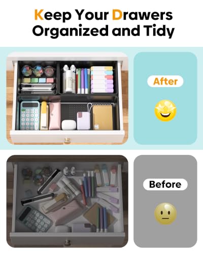 10 Pack Large Size Plastic Drawer Organizers Set, 3 Sizes Desk - Image 5