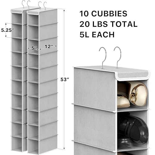 Simple Houseware 2 Pack 10 Shelves Hanging Shoe Organizer, Gray - Image 3