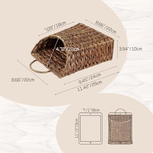 Water Hyacinth Hanging Wall Basket, Handwoven Wicker Wall Hanging - Image 3