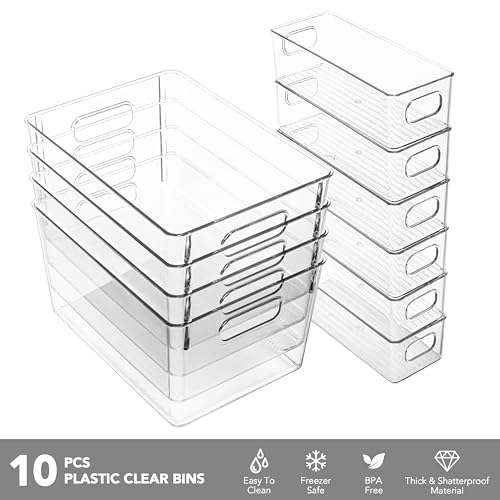 Tiawudi Set of 10 Clear Plastic Storage Bins, 4 | Home Organization - Image 5