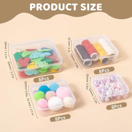 LJY 32 Clear Square Plastic Boxes, 4 Sizes for Hardware - Image 3