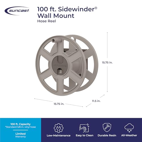 Suncast Sidewinder Wall Mount Garden Hose Reel, 100 Feet Capacity - Image 4
