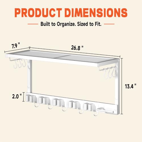 Mop and Broom Holder Wall Mount with Shelf, Heavy Duty - Image 4