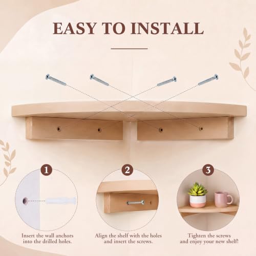 RattanView Floating Corner Shelves Set of 4 Morandi Rounded - Image 7