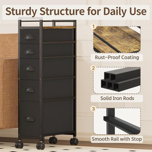 LASZOLA Narrow Cabinet Slim Storage Cart for Bathroom - Image 6