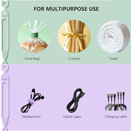 28 Pcs Silicone Cable Ties Reusable, Cable Cord Organizer Straps - Image 5