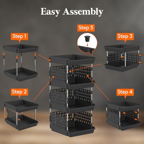 Lifewit 4 Tier Plastic Stackable Storage Baskets | Home Organization - Image 6