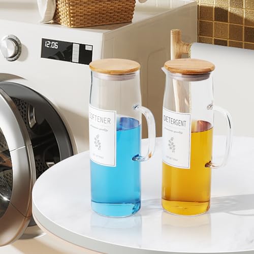 Laundry Detergent Dispenser Set with Bamboo Lids | Home Organization - Image 3