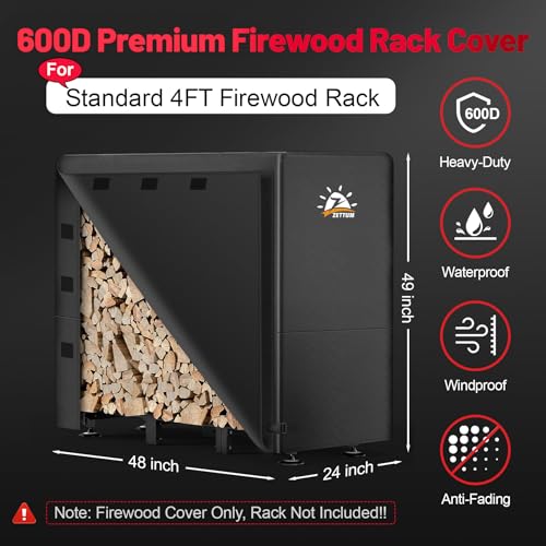 Firewood Rack Cover 4 Feet - 600D Wood Rack Cover | Home Organization - Image 3