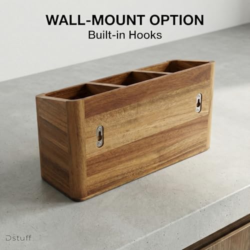 Dstuff Wood Utensil Holder for Kitchen Counter - Large Kitchen - Image 6