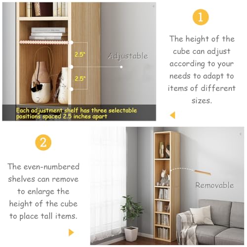 IOTXY Narrow Corner Bookcase with Door - White 59" Tall Gap - Image 5