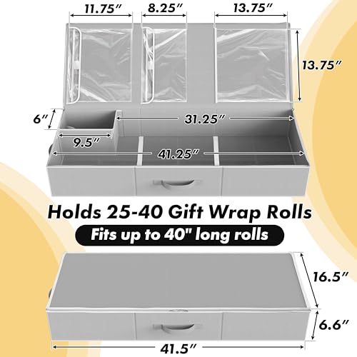 Simple Houseware 41.5" Wrapping Paper Organizer, Fits 40 Rolls - Image 4
