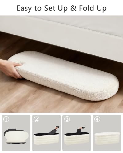 Storage Ottoman Bench, 43" Entryway Shoe Seat, Sherpa White - Image 7
