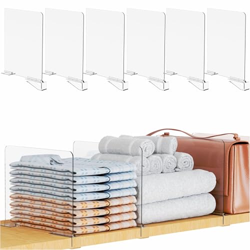 Yieach Adjustable Height Clear Shelf Dividers,6 Pack Acrylic - Image 2