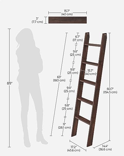VASAGLE 5-Tier Blanket Ladder, Modern Basic Ladder Shelf - Image 3