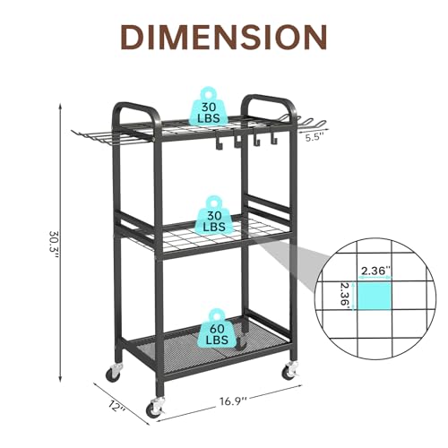 Hadulcet Garden Tool Organizer with Wheels, Yard Tool | Garage Storage - Image 4