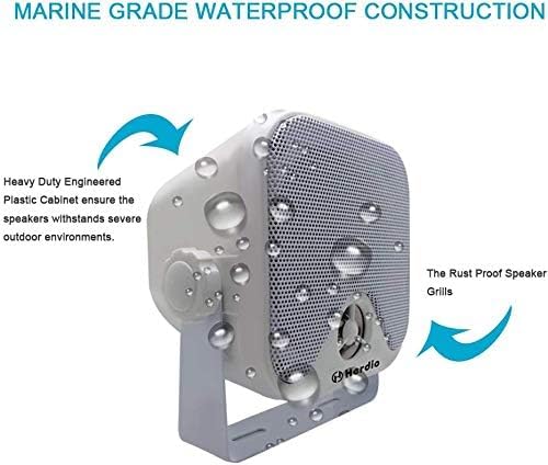 Herdio 4" Heavy Duty Waterproof Boat Marine Box Outdoor Speakers - Image 6