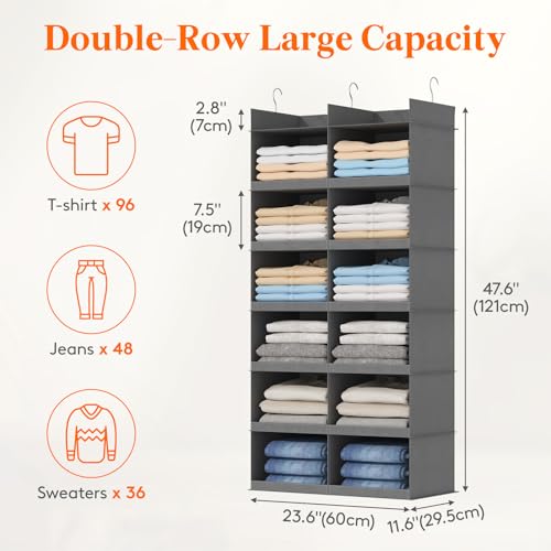 Lifewit 12 Sections Dual-Row Shelf Hanging Closet Storage - Image 3