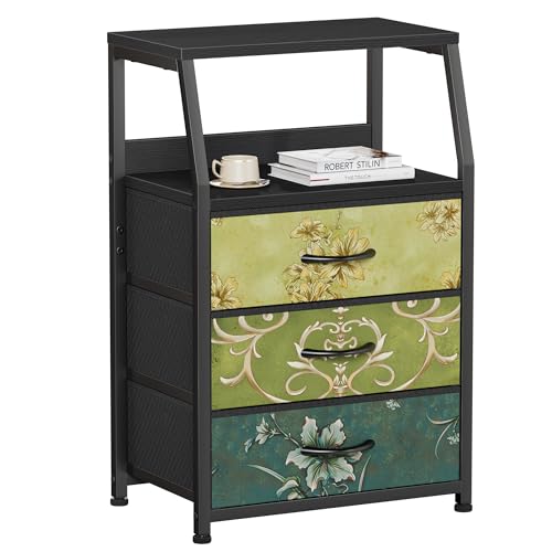 Furnulem Retro NightStand with 3 Drawer, Small Vintage Storage - Image 2