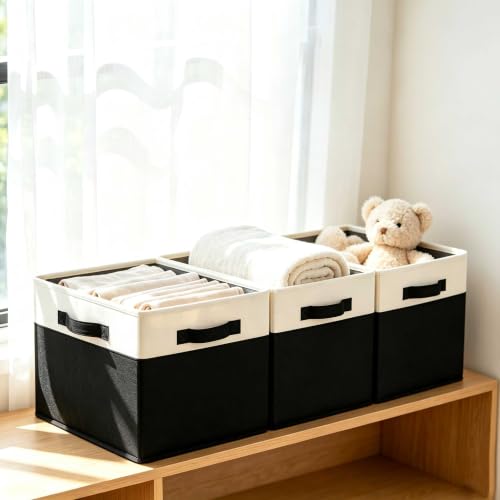 GhvyenntteS Large Storage Baskets for Shelves 3 Pack, Collapsible - Image 2