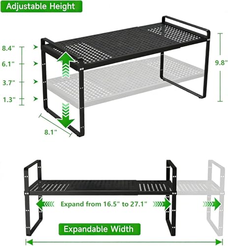 Expandable Storage Shelf, Stackable Organizer Rack, - Image 5