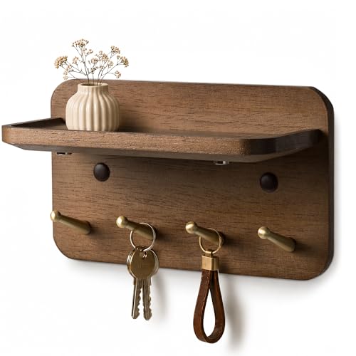 Key Holder Wall Mount, Solid Wood Key Holder for Wall - Image 2
