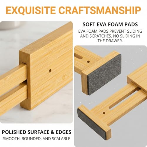 FUSHITON Bamboo Drawer Dividers 17"-22" - Image 4