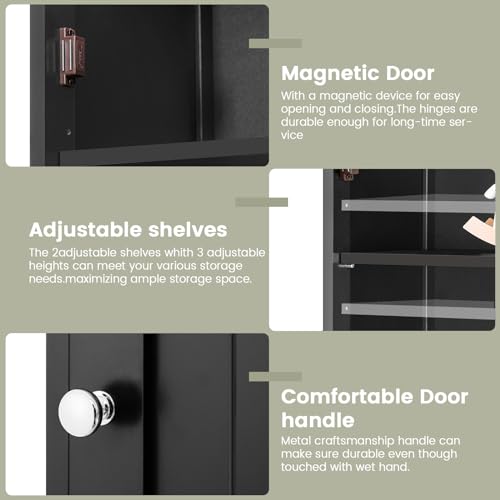 Iwell 66.9" Tall Bathroom Storage Cabinet with 2 Doors & 1 - Image 7