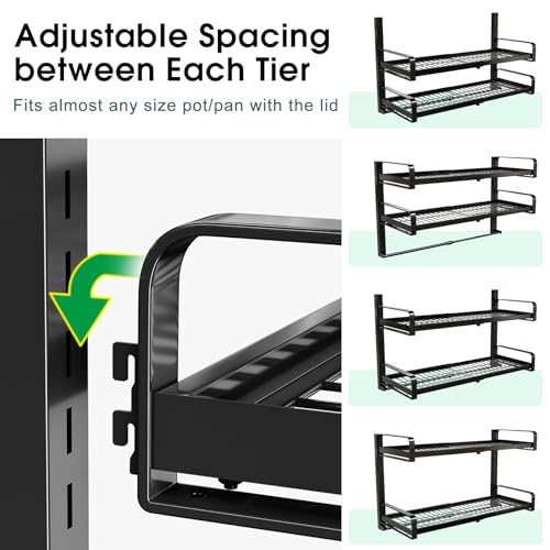 19"- 30" Expandable Hanging Pot Rack, 2 Tier Heavy Duty Wall - Image 4