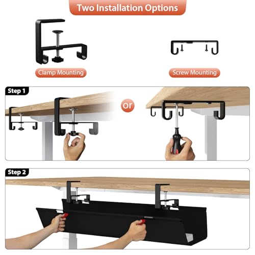 Univivi No Drill Under Desk Cable Management Tray, 36 inch - Image 7