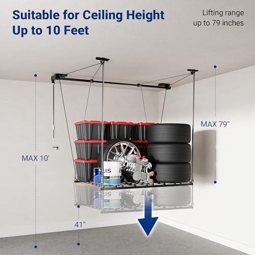 FLEXIMOUNTS Garage Lifting Metal Rack, 4x4 Ft Overhead - Image 5