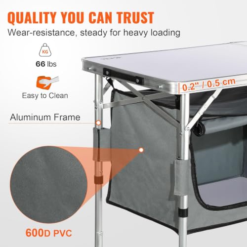VEVOR Camping Kitchen Table, 3 Adjustable Height Aluminum - Image 7