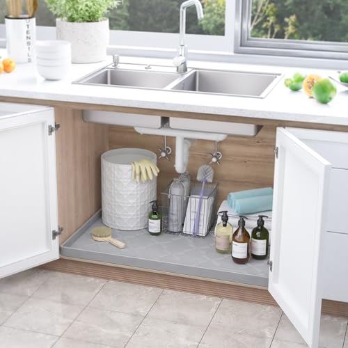Waterproof Under Sink Mat 22" x 22" Silicone Mat Cabinet - Image 3