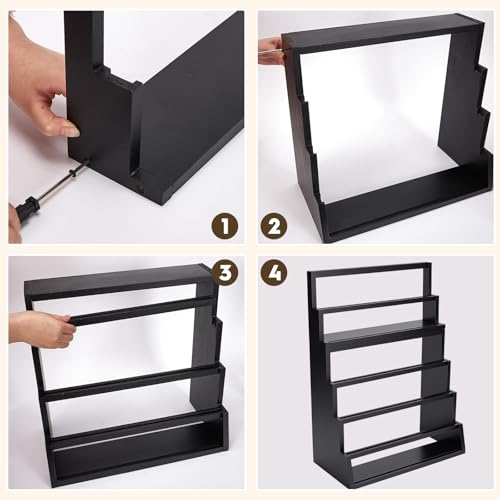 6-Tier Trading Card Display Stand with Top Storage，Wood - Image 5