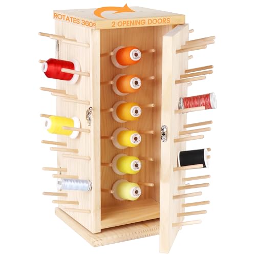 New brothread 129 Spools 360° Fully Rotating Wooden Thread Rack - Image 2
