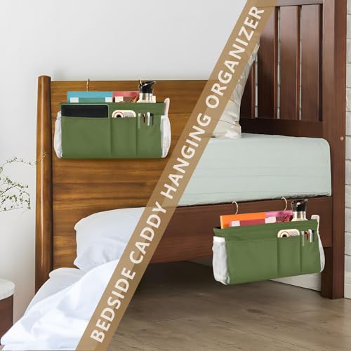YETTASBIN Olive Green Bedside Caddy Hanging Storage - Image 8
