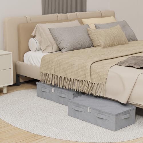 Underbed Fabric Storage Box with Lids,23.6x11.8x5.9in,Grey,2 Pack - Image 4